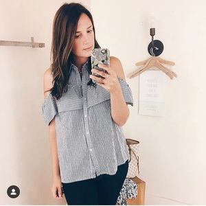 Cold shoulder button down